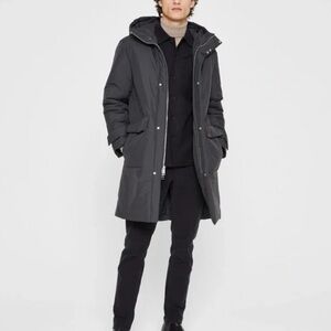 NEVER WORN, new with no tags.Dark Heather Wool Blend Hooded Coat